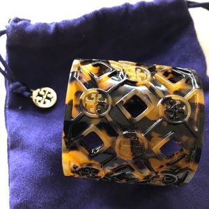Tory Burch resin tortoise cuff bracelet